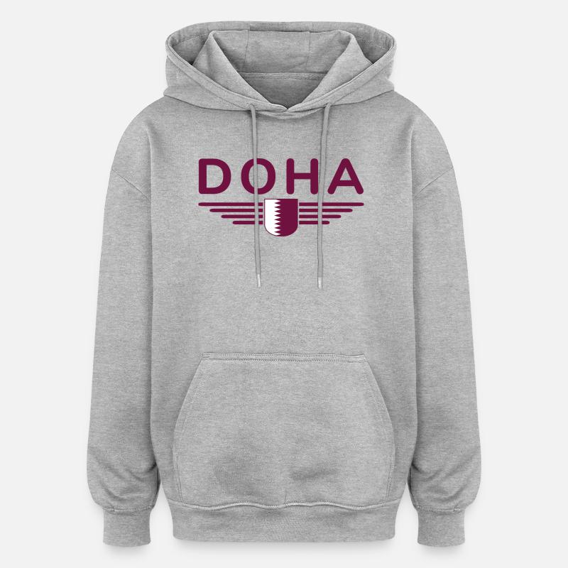 Doha Design – Élégant et unique - Sweat à capuche oversize unisexe - gris chiné