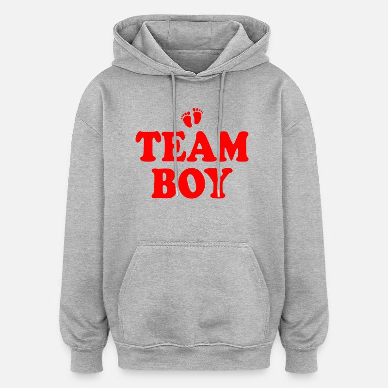 Team boy - Sweat à capuche oversize unisexe - gris chiné