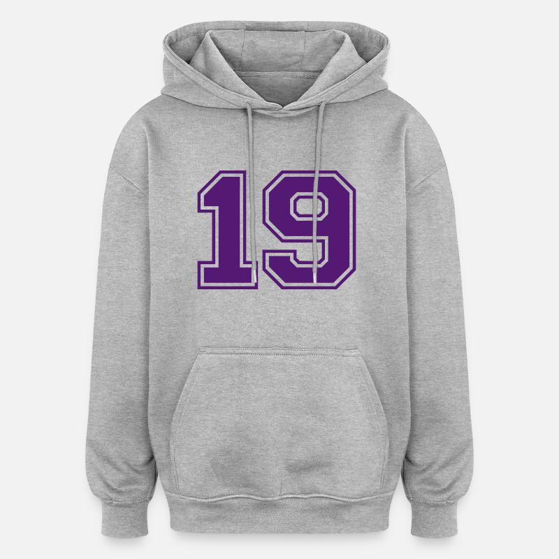 19 - Sweat à capuche oversize unisexe - gris chiné