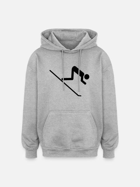 ski-run icon - Oversized Unisex Hoodie - heather grey