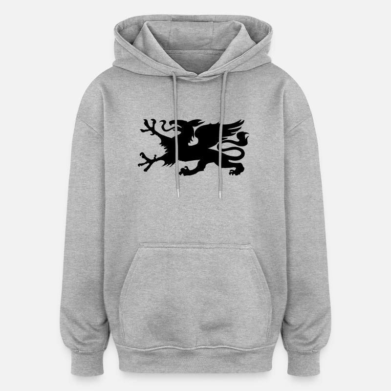 HRO Croix - Sweat à capuche oversize unisexe - gris chiné