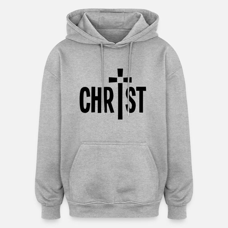 Christ Kreuz - Oversized Unisex Hoodie - Grau meliert
