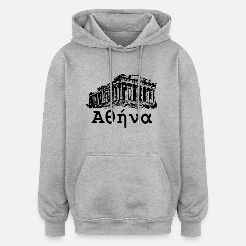 athens_parthenon - Sweat à capuche oversize unisexe - gris chiné