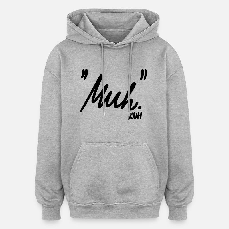 "Muh" - Oversized Unisex Hoodie - Grau meliert