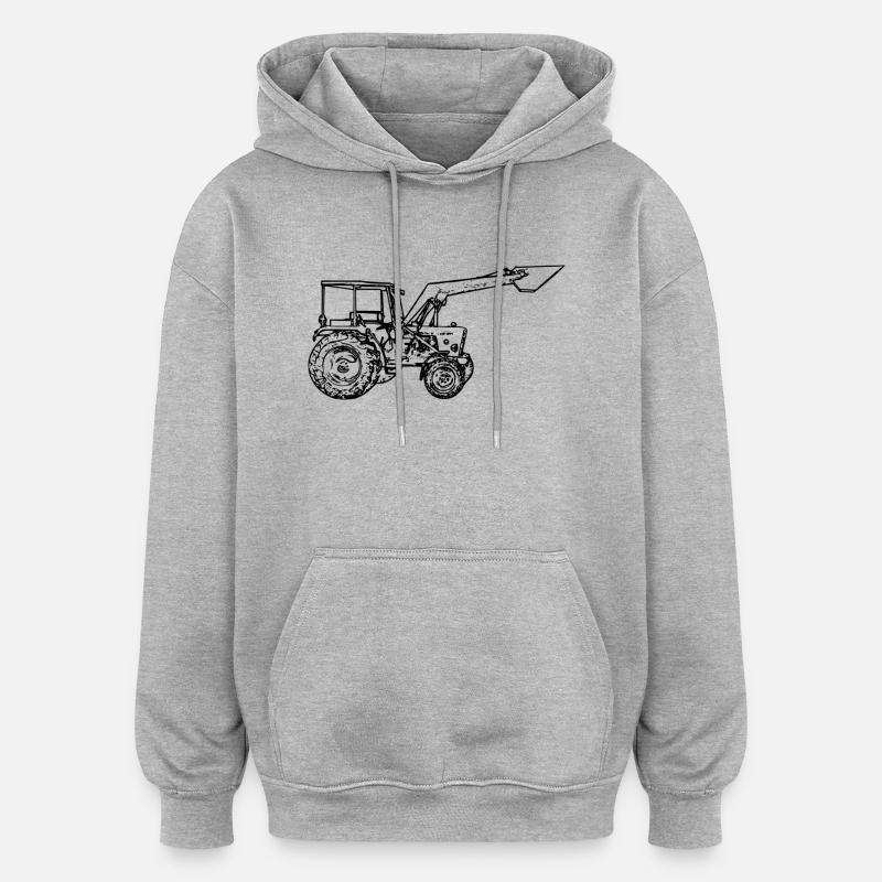 tracteur - Sweat à capuche oversize unisexe - gris chiné