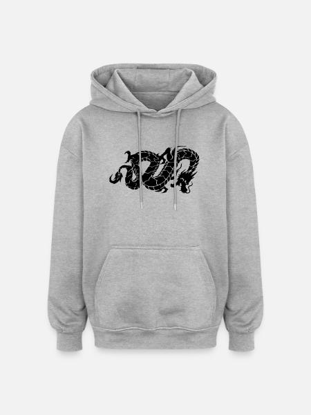 chinese dragon - Oversized Unisex Hoodie - heather grey