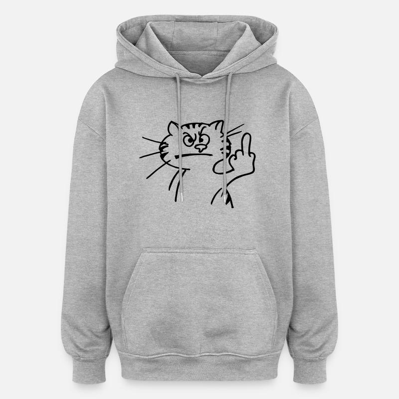 Chat vulgaire - Sweat à capuche oversize unisexe - gris chiné