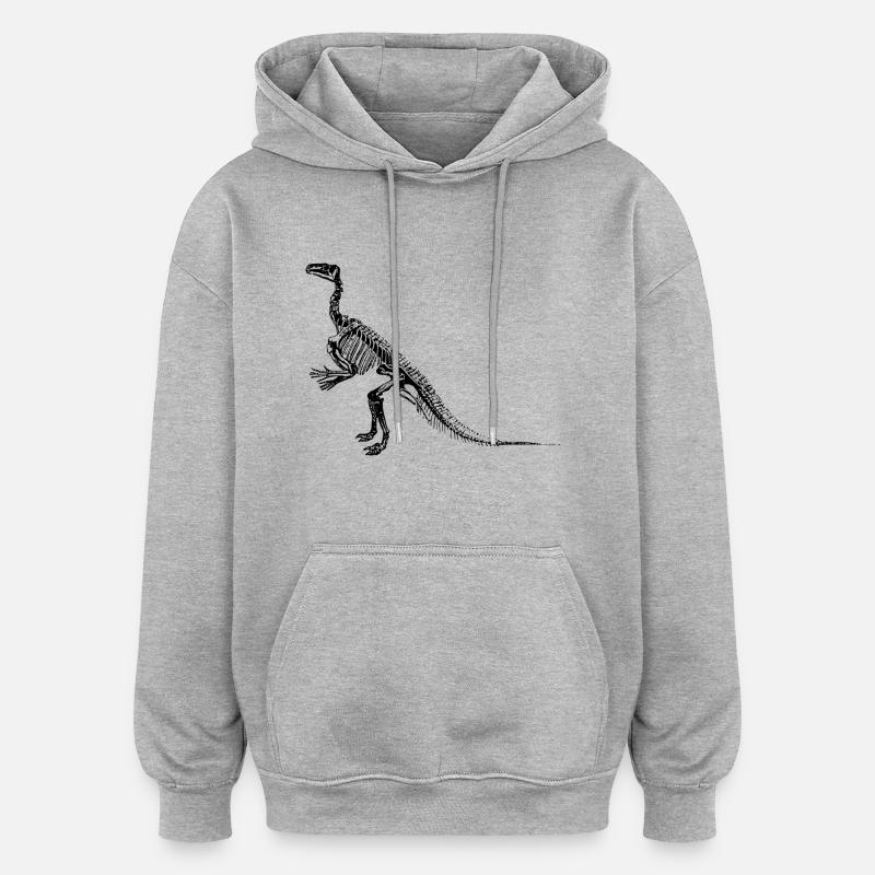 dinosaure - Sweat à capuche oversize unisexe - gris chiné