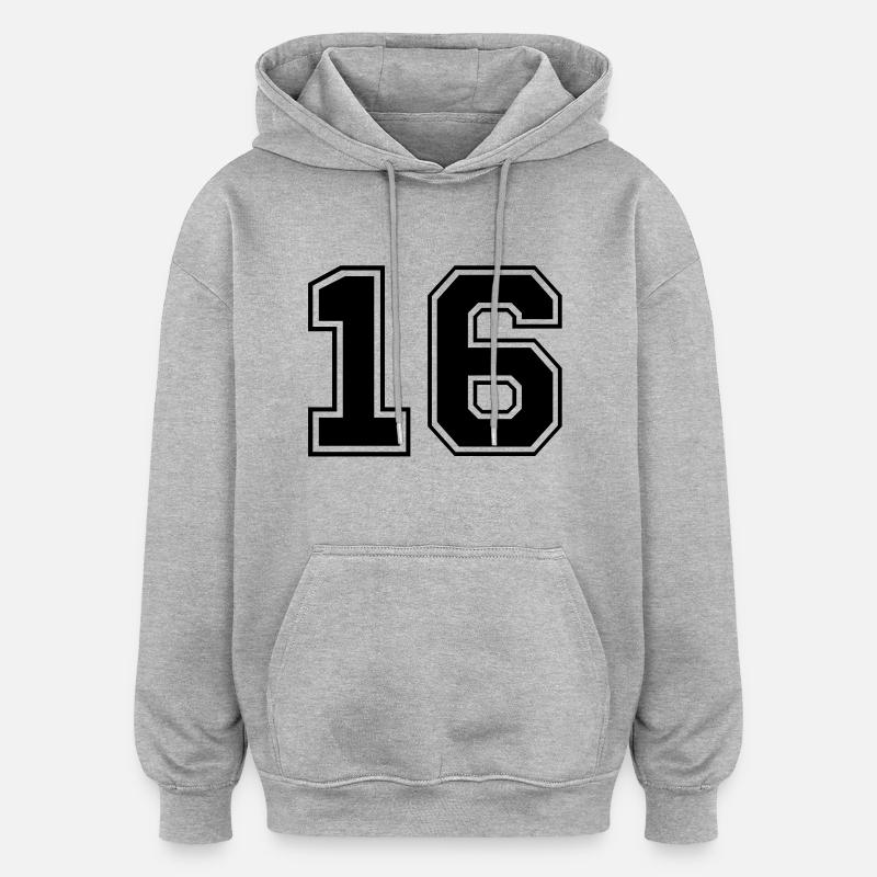 sechszehn - Sweat à capuche oversize unisexe - gris chiné