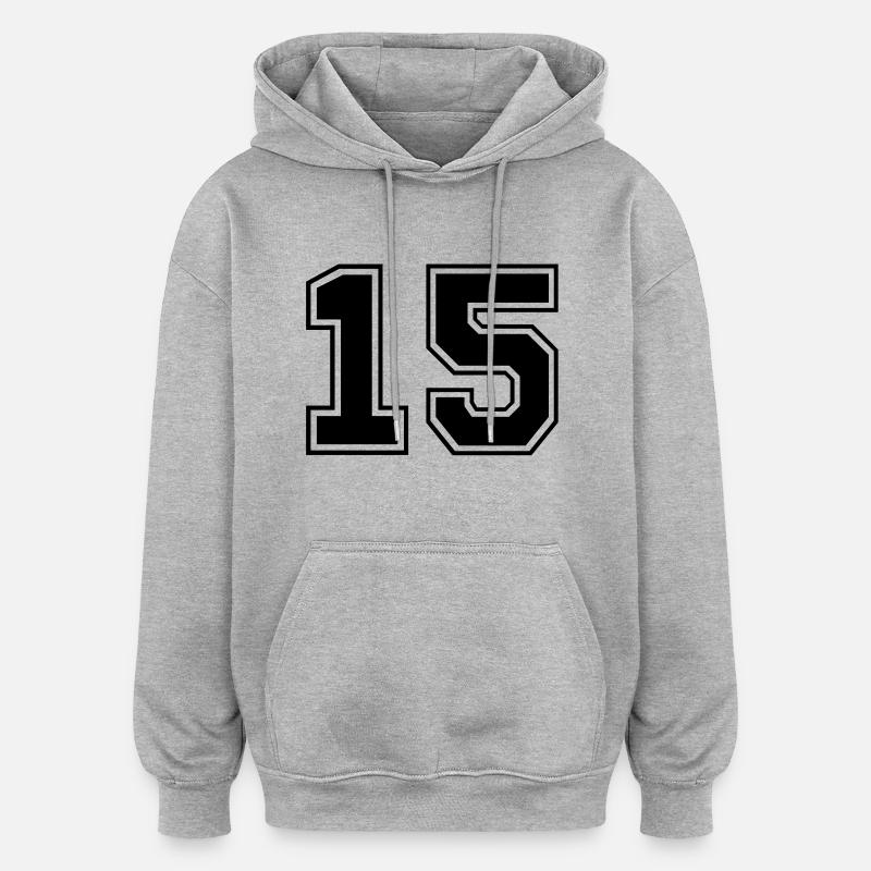 funfzehn - Sweat à capuche oversize unisexe - gris chiné