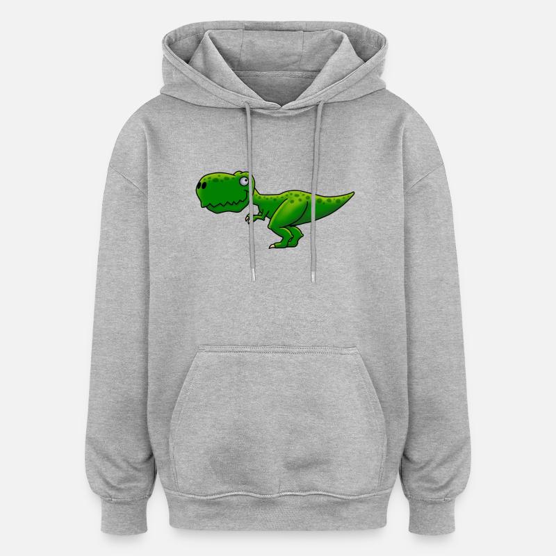 T-Rex - Sweat à capuche oversize unisexe - gris chiné