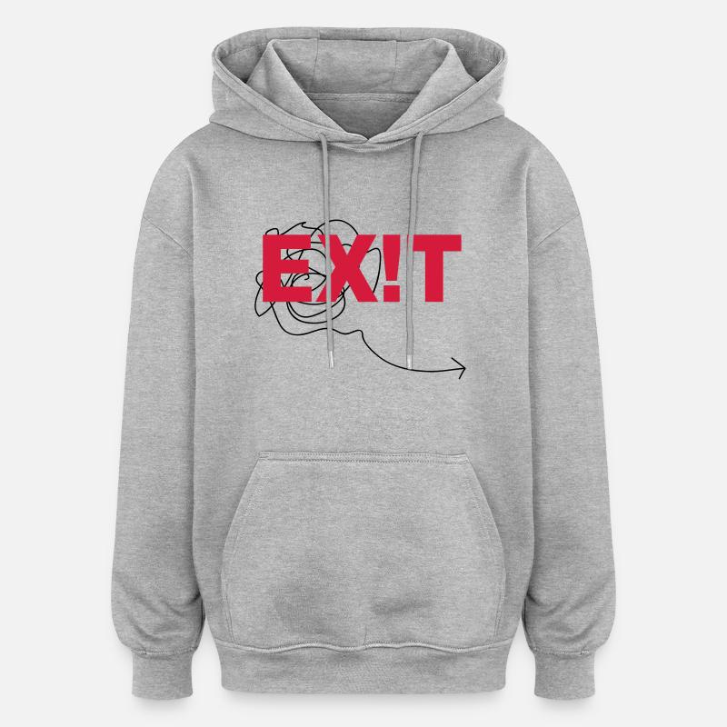 EXIT - Sweat à capuche oversize unisexe - gris chiné