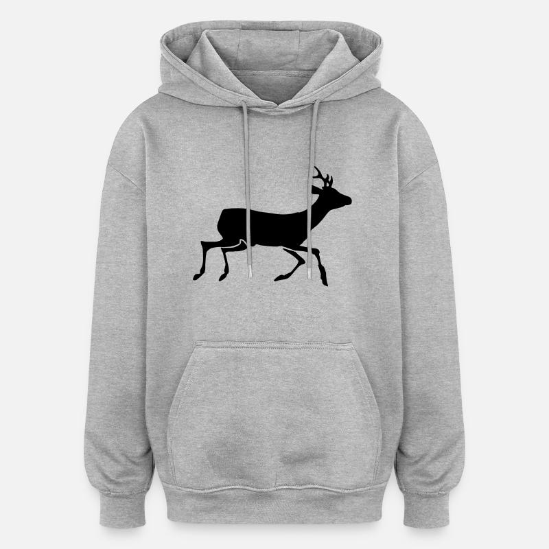 Chevreuil - Sweat à capuche oversize unisexe - gris chiné