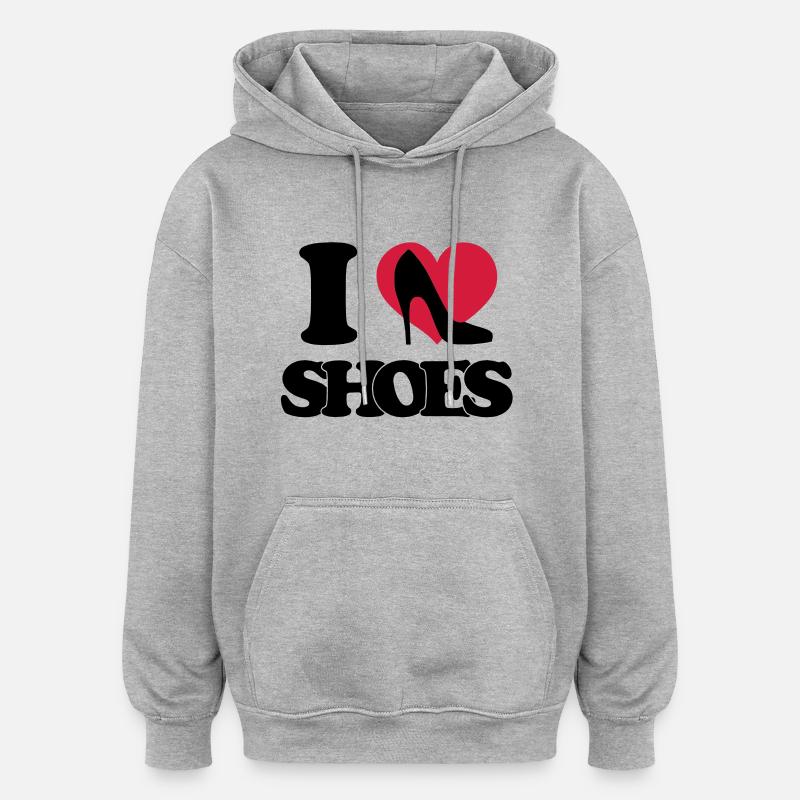 I love shoes - Sweat à capuche oversize unisexe - gris chiné