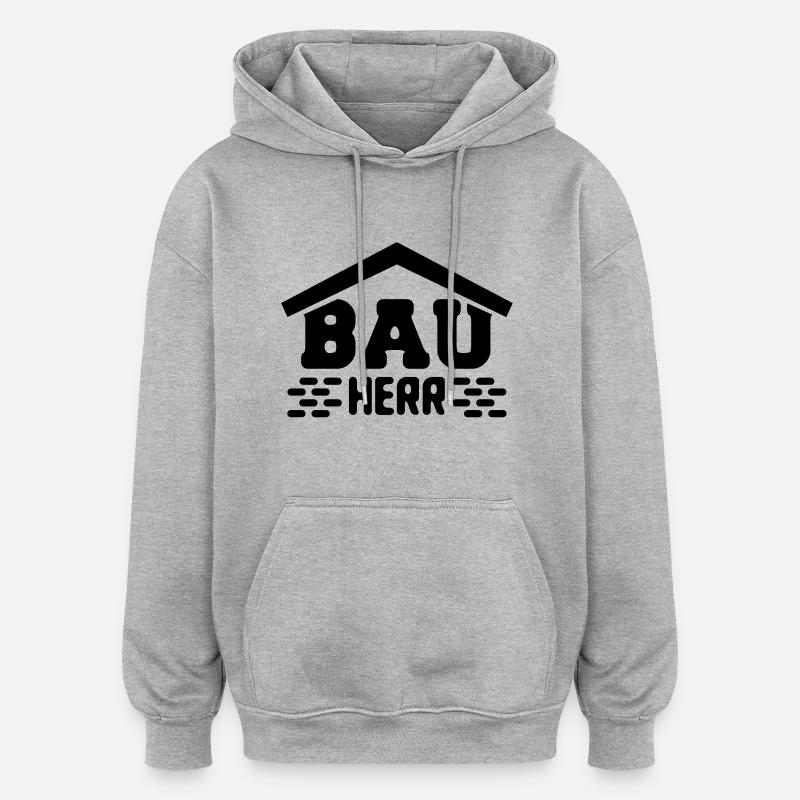 bau_herr_t1 - Sweat à capuche oversize unisexe - gris chiné