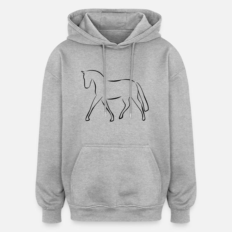 cheval - Sweat à capuche oversize unisexe - gris chiné