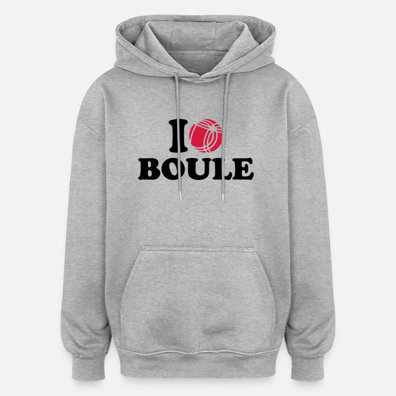 I love Boule - Sweat à capuche oversize unisexe - gris chiné
