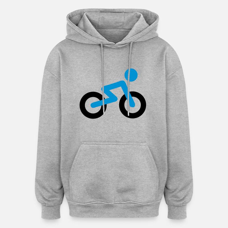 Bicyclette - Sweat à capuche oversize unisexe - gris chiné