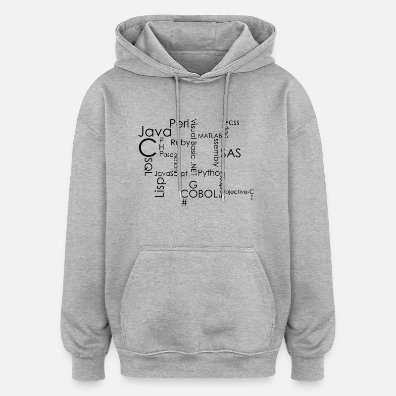 Langages de Programmation - Sweat à capuche oversize unisexe - gris chiné