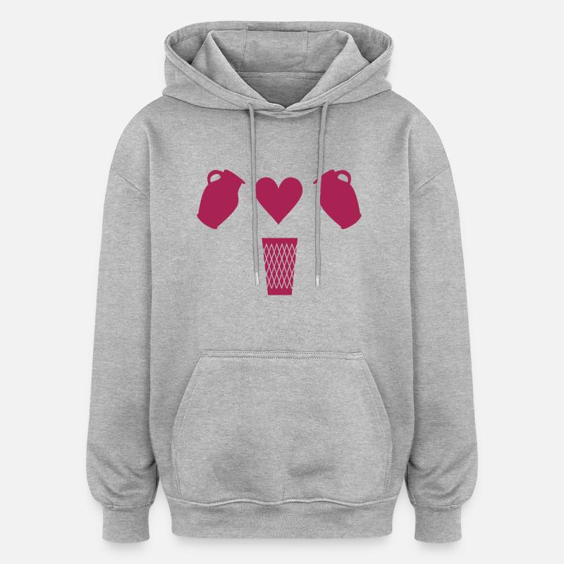 Bembel Love - Apfelwein und Geripptes - Oversized Unisex Hoodie - Grau meliert