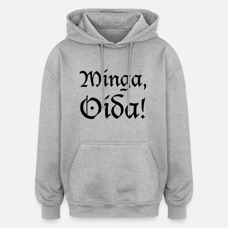 Minga, Oida - Sweat à capuche oversize unisexe - gris chiné