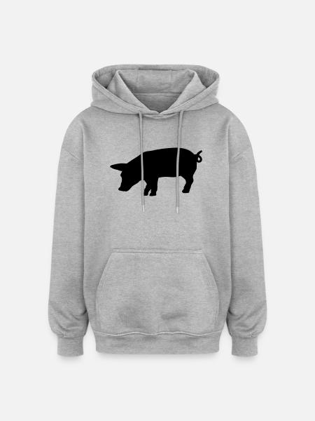 schwein_f1 - Sweat à capuche oversize unisexe - gris chiné