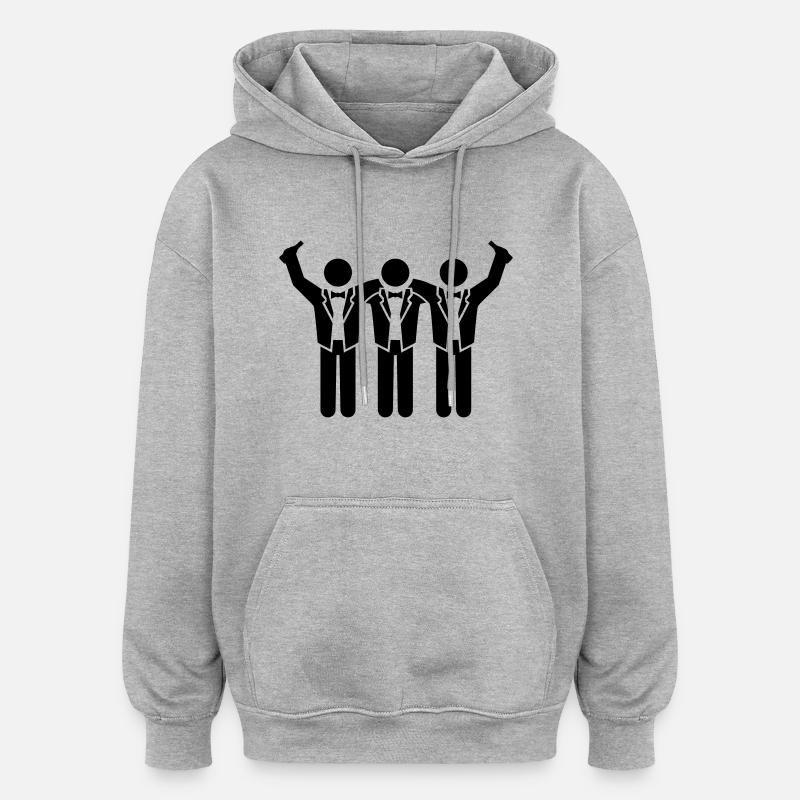 bachelor_crew__f1 - Sweat à capuche oversize unisexe - gris chiné