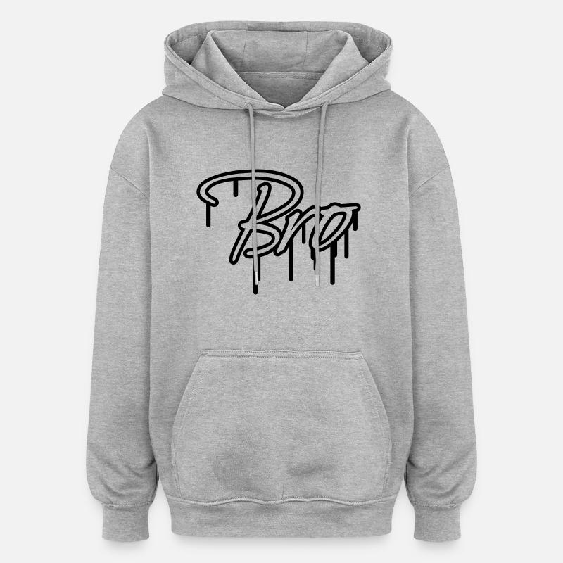 Bro Graffiti Design - Sweat à capuche oversize unisexe - gris chiné