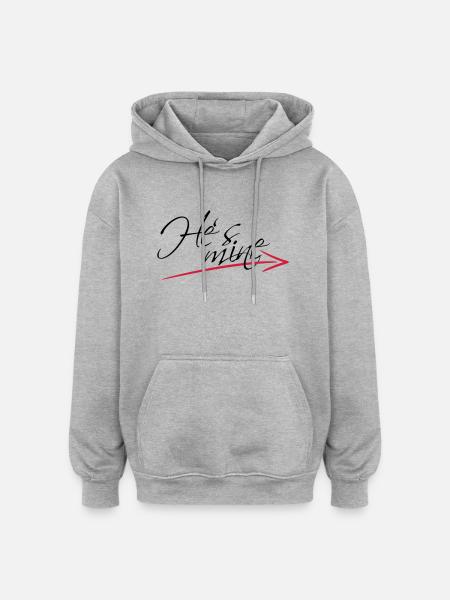 Hes mine Arrow Design - Oversized Unisex Hoodie - heather grey