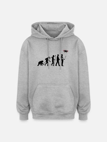 Evolution Modellflieger Drohne 4 Propeller - Oversized Unisex Hoodie - Grau meliert