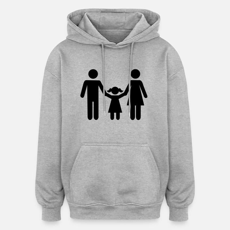 Famille - Sweat à capuche oversize unisexe - gris chiné
