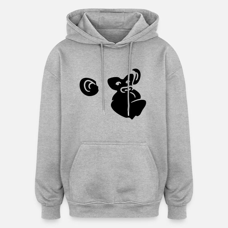 Cool monkey head design - Oversized Unisex Hoodie - heather grey