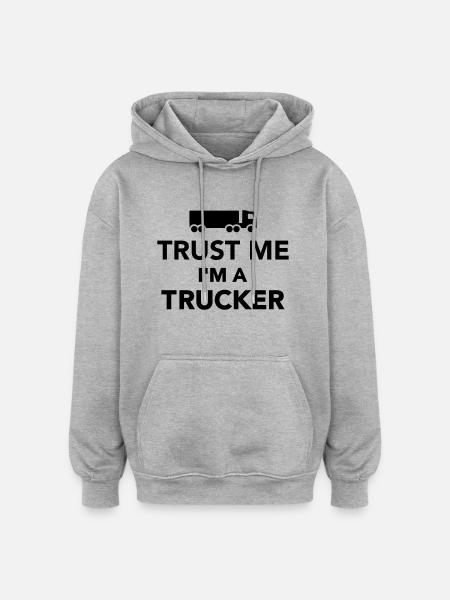 Trucker - Oversized Unisex Hoodie - Grau meliert