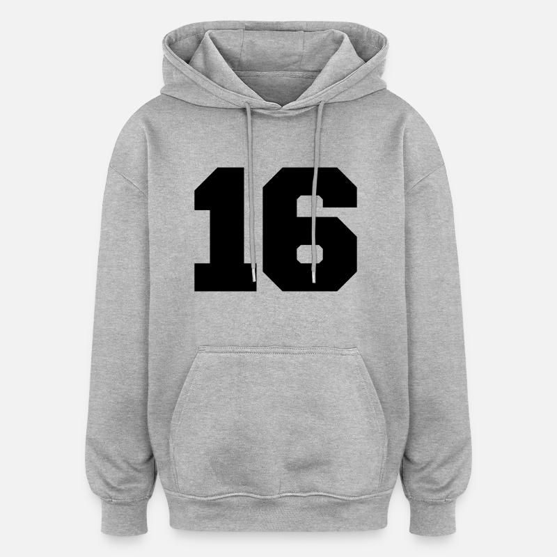 16 - Sweat à capuche oversize unisexe - gris chiné