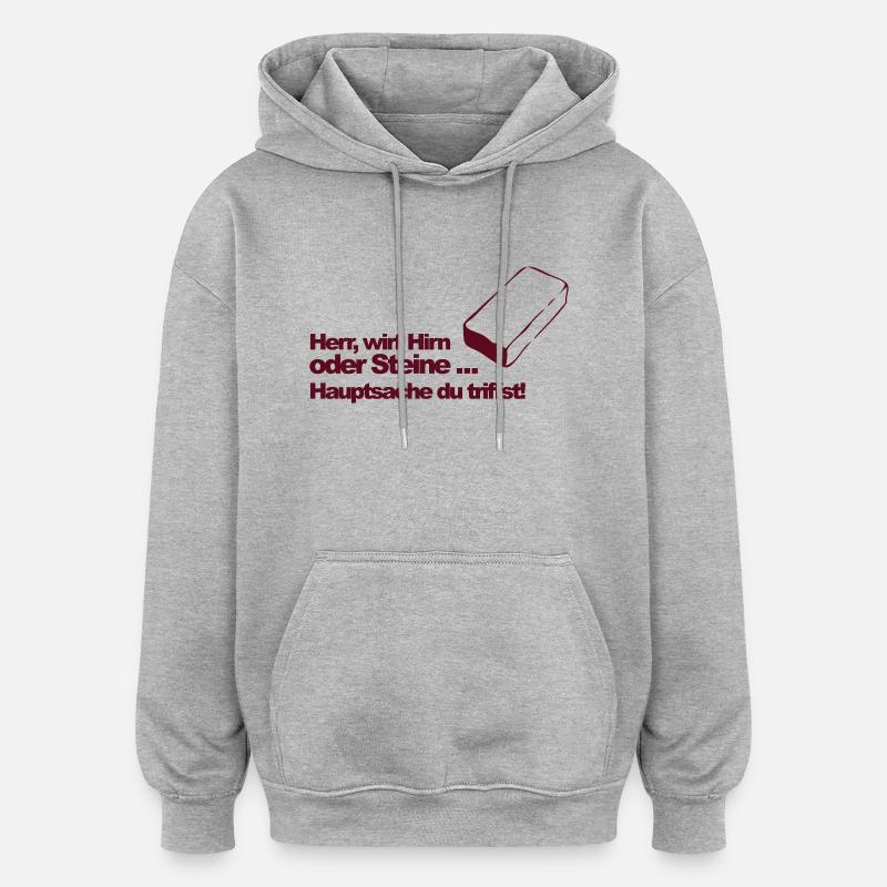 Hirn oder Steine (md) - Oversized Unisex Hoodie - Grau meliert