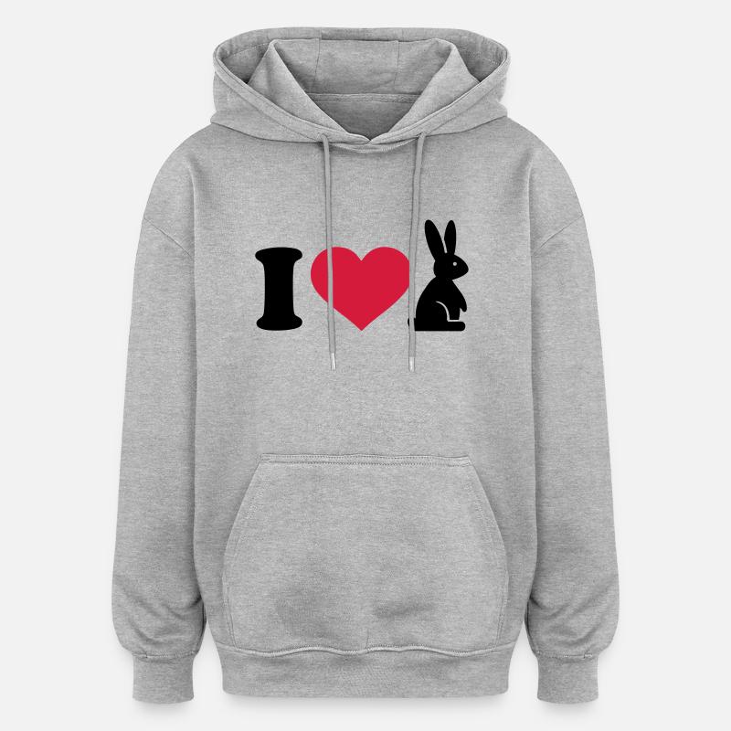 Hase - Oversized Unisex Hoodie - Grau meliert