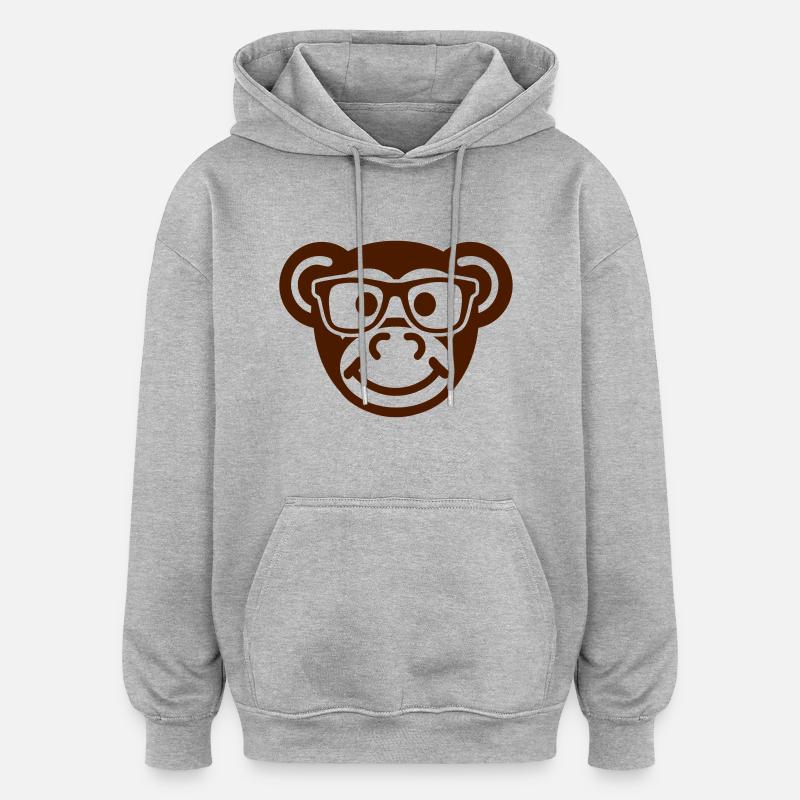 Singe - Sweat à capuche oversize unisexe - gris chiné