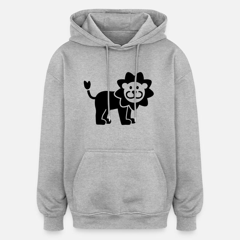 Lion - Sweat à capuche oversize unisexe - gris chiné
