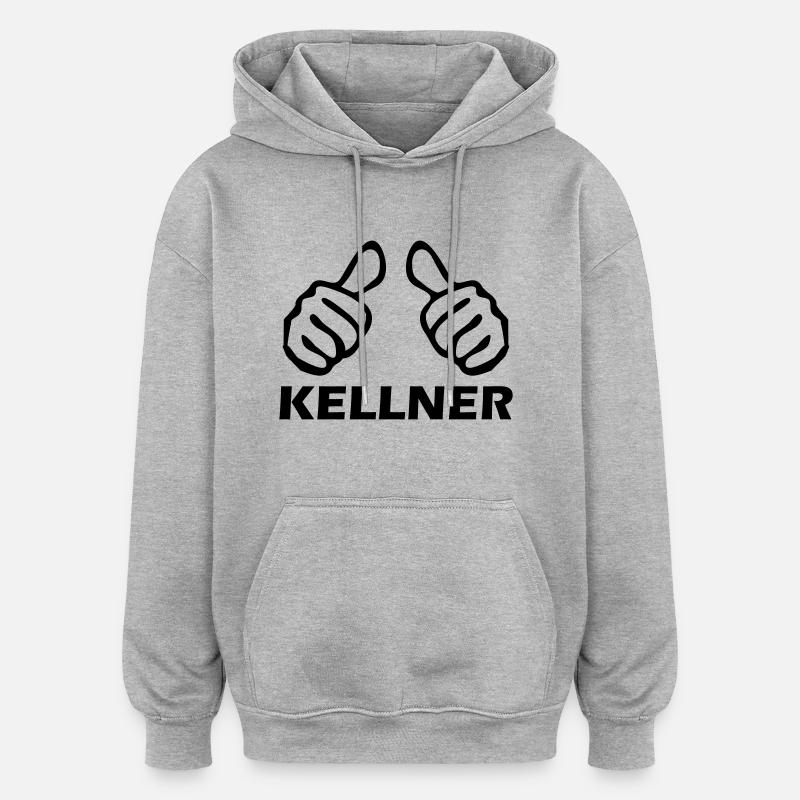 kellner - Oversized Unisex Hoodie - Grau meliert