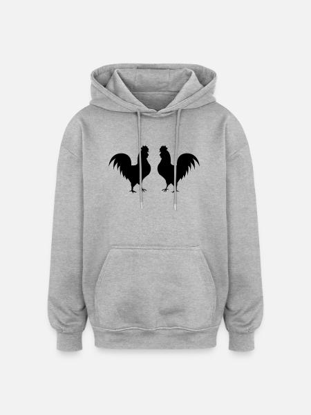 huehner - Oversized Unisex Hoodie - Grau meliert