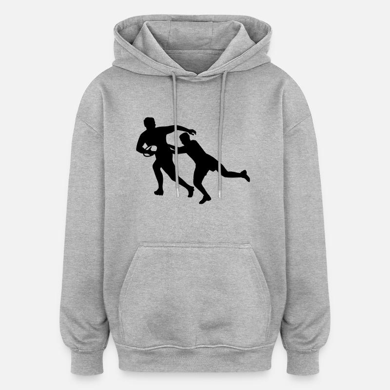 Rugby - Sweat à capuche oversize unisexe - gris chiné