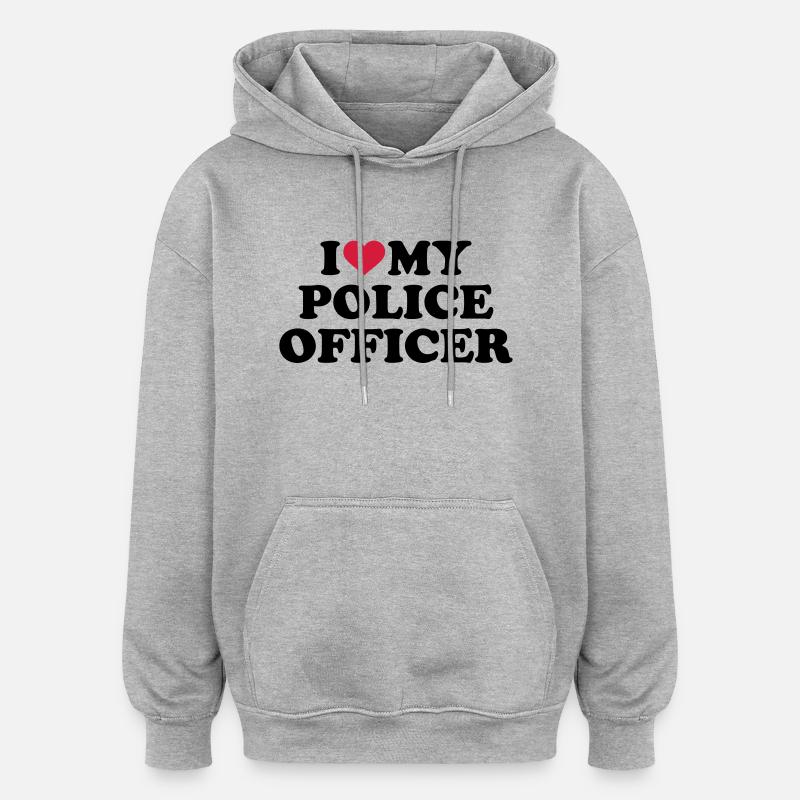 Policier - Sweat à capuche oversize unisexe - gris chiné