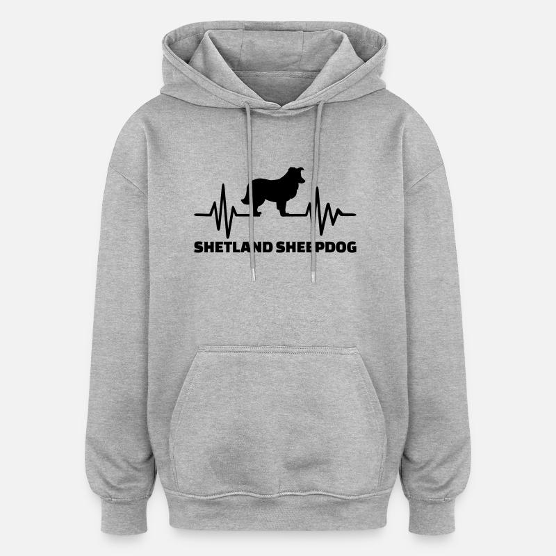 Shetland Sheepdog - Sweat à capuche oversize unisexe - gris chiné