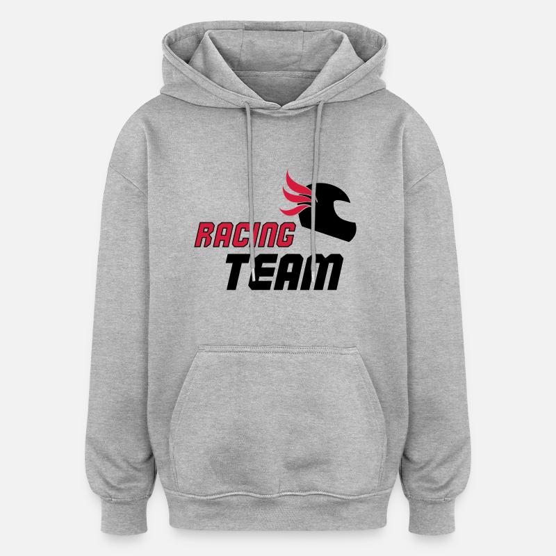 racing_team_02 - Sweat à capuche oversize unisexe - gris chiné