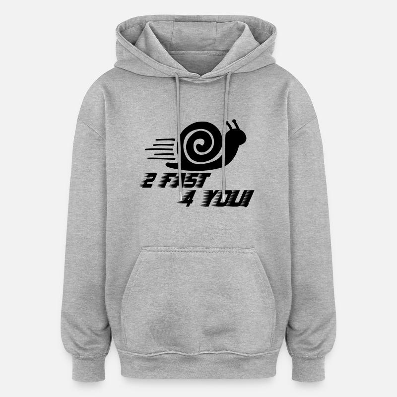 schnecke_2_fast_001 - Sweat à capuche oversize unisexe - gris chiné