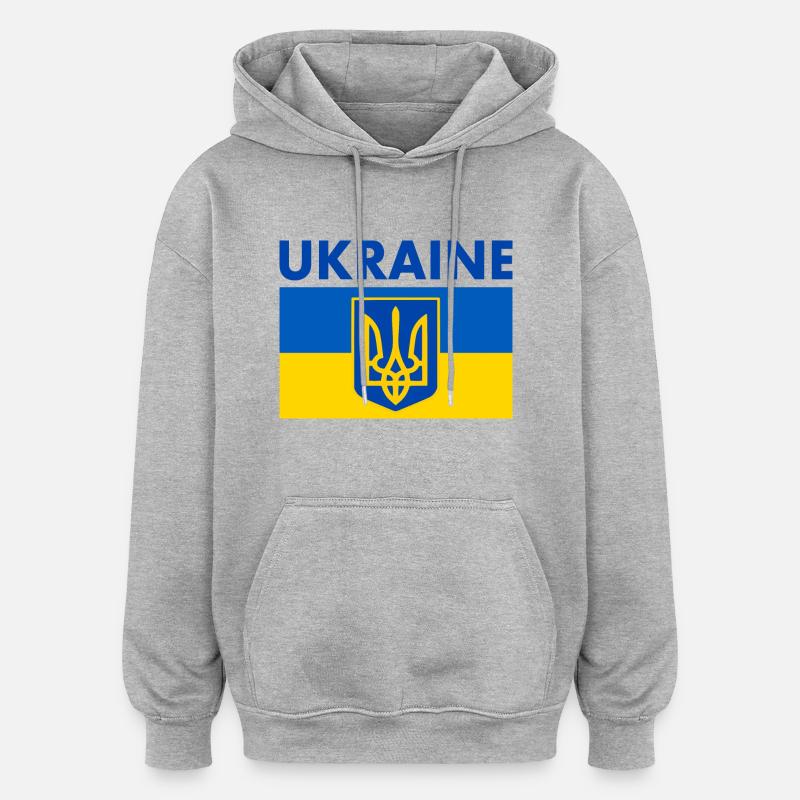 Ukraine - Sweat à capuche oversize unisexe - gris chiné