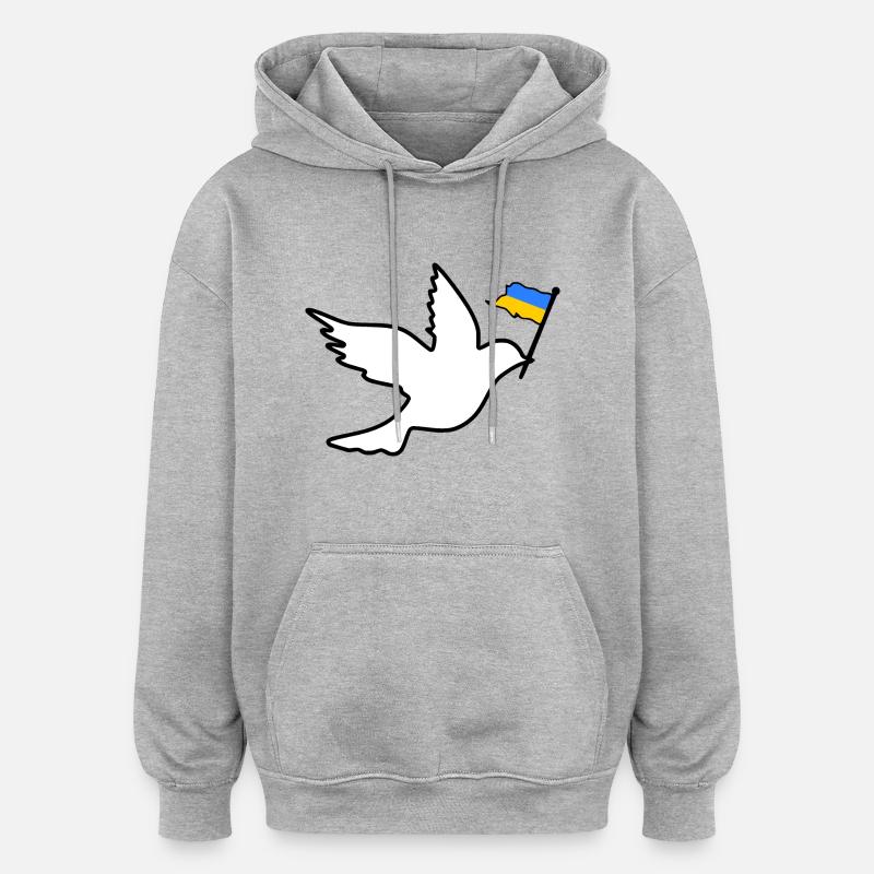 Ukraine - Sweat à capuche oversize unisexe - gris chiné