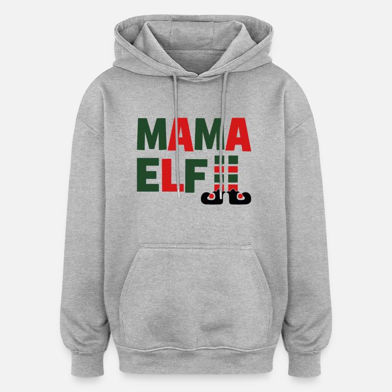 Maman Elfe - Sweat à capuche oversize unisexe - gris chiné