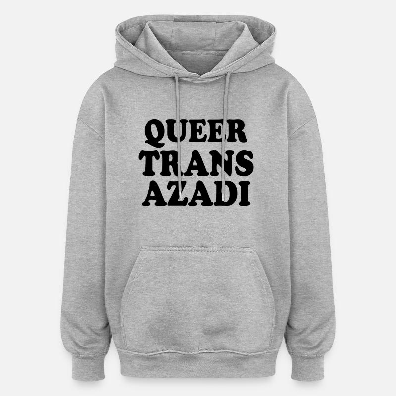 Queer trans azadi - Sweat à capuche oversize unisexe - gris chiné
