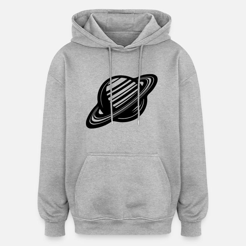 Ringplanet mit Ringssystem im Sonnensystem - Oversized Unisex Hoodie - Grau meliert